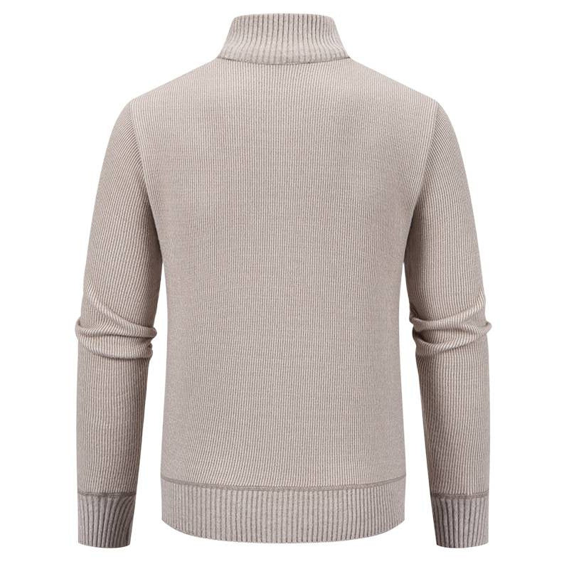 Herren Strickjacke mit hohem Kragen und modernen Reißverschlusstaschen EB
