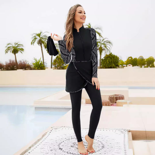 Damen Sportlicher Baderock mit hohem Kragen EB