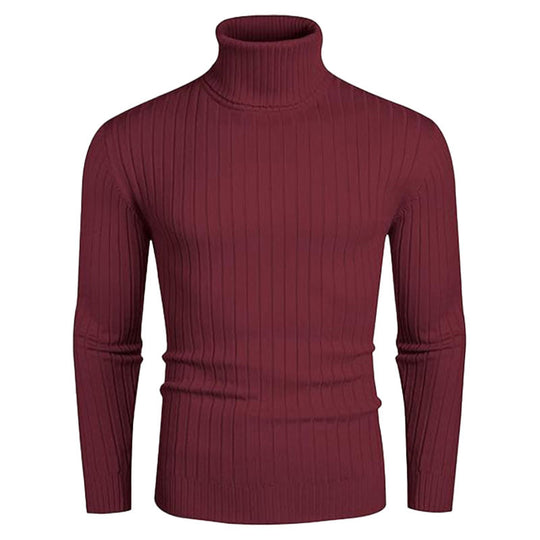 Herren Rollkragenpullover aus elastischem Strickmaterial mit feinem Rippendesign EB