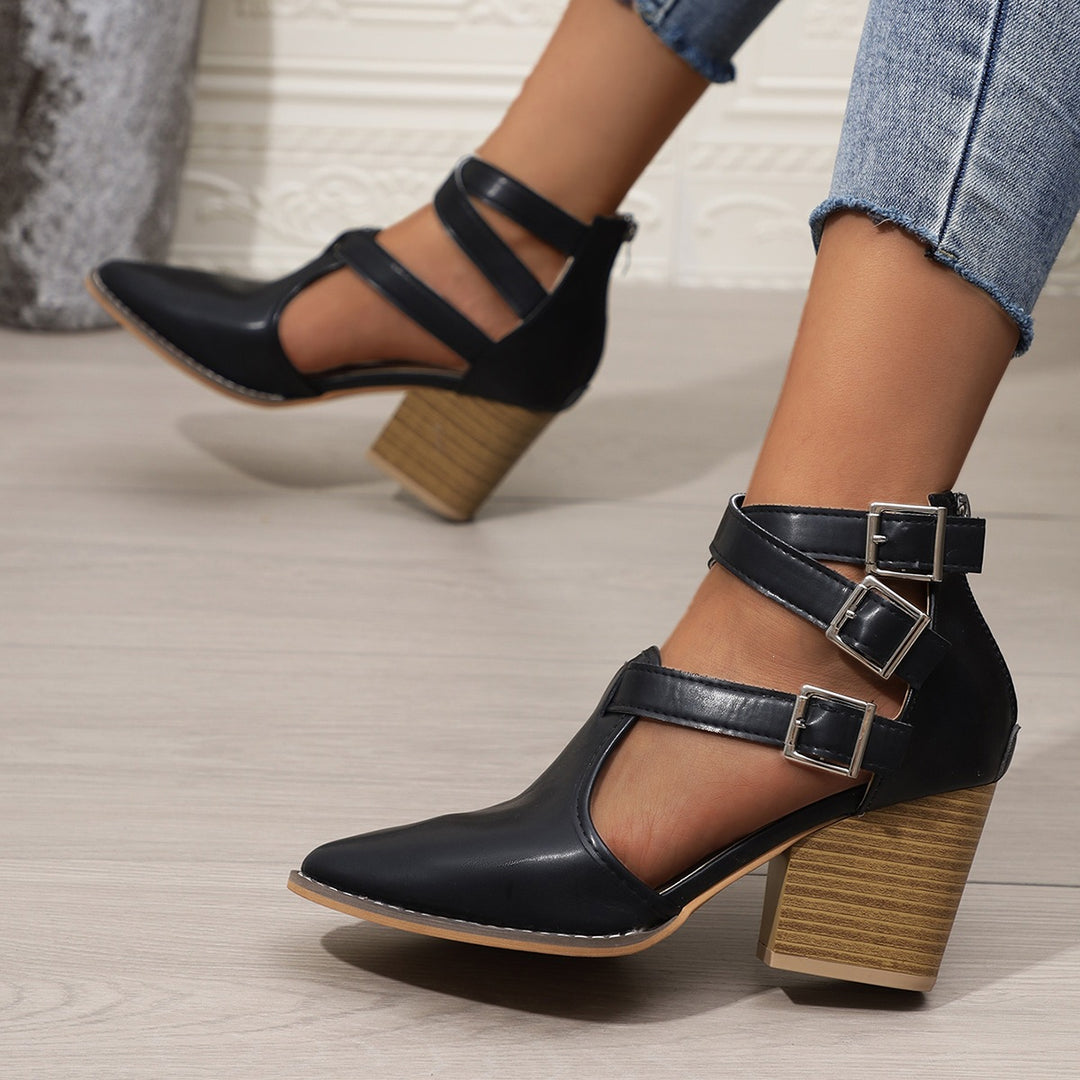 Damen elegante High-Top Stiefeletten mit verstellbarem Riemendesign EB