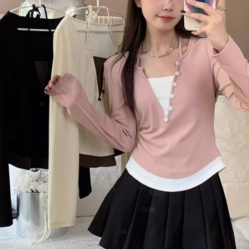 Damen Langarmshirt mit modernem Knopfleistentwurf und lässigem Schnitt EB