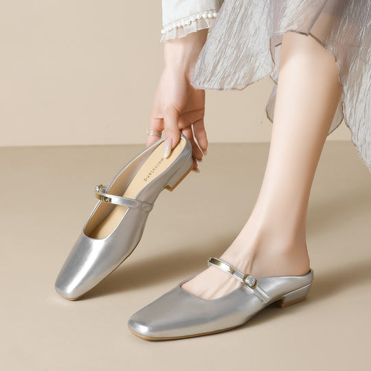 Damen Slingback Mules mit eleganter Schnallenakzent EB