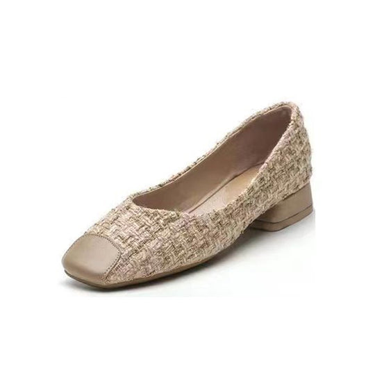 Damen elegante Ballerinas mit modischem Tweed-Obermaterial und komfortablem Fußbett EB