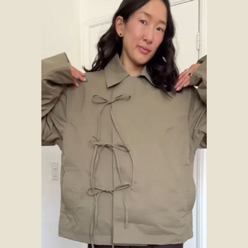 Damen Freizeitjacke mit modernen Bindegurten und lässigem Schnitt EB