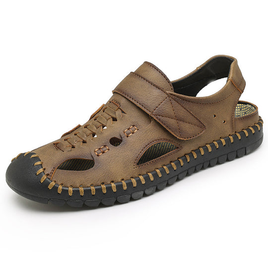 Herren Komfortable Leder-Sandalen mit rutschfester Sohle EB