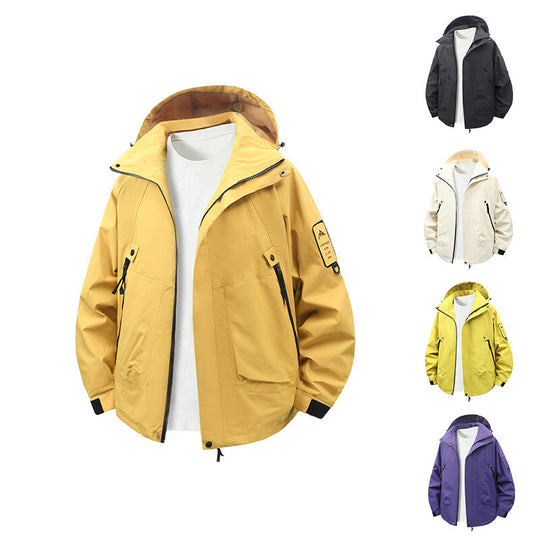 Herren funktionale Outdoor-Jacke mit verstellbarem Kapuzenbereich und zahlreichen Taschen EB