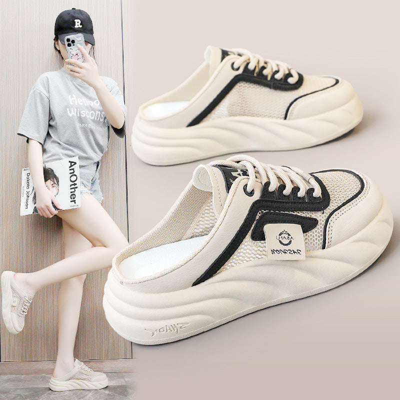 Damen Sneaker Mules mit atmungsaktiven Mesh-Obermaterial und bequemer Dämpfung EB