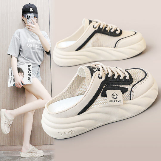 Damen Sneaker Mules mit atmungsaktiven Mesh-Obermaterial und bequemer Dämpfung EB