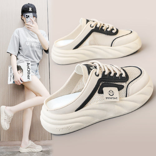 Damen Sneaker Mules mit atmungsaktiven Mesh-Obermaterial und bequemer Dämpfung EB
