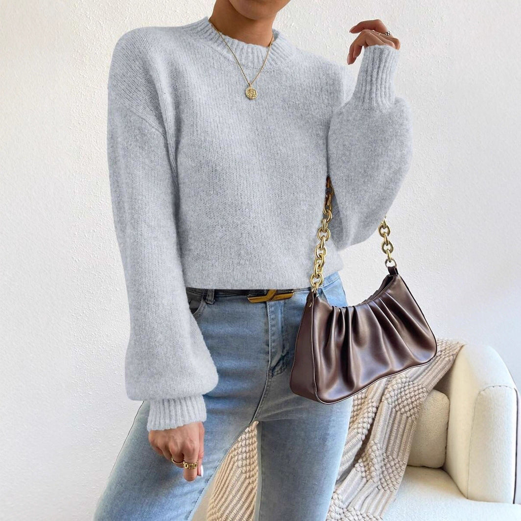 Damen Kuschelpullover mit weitem Schnitt und hochgeschlossenem Kragen EB