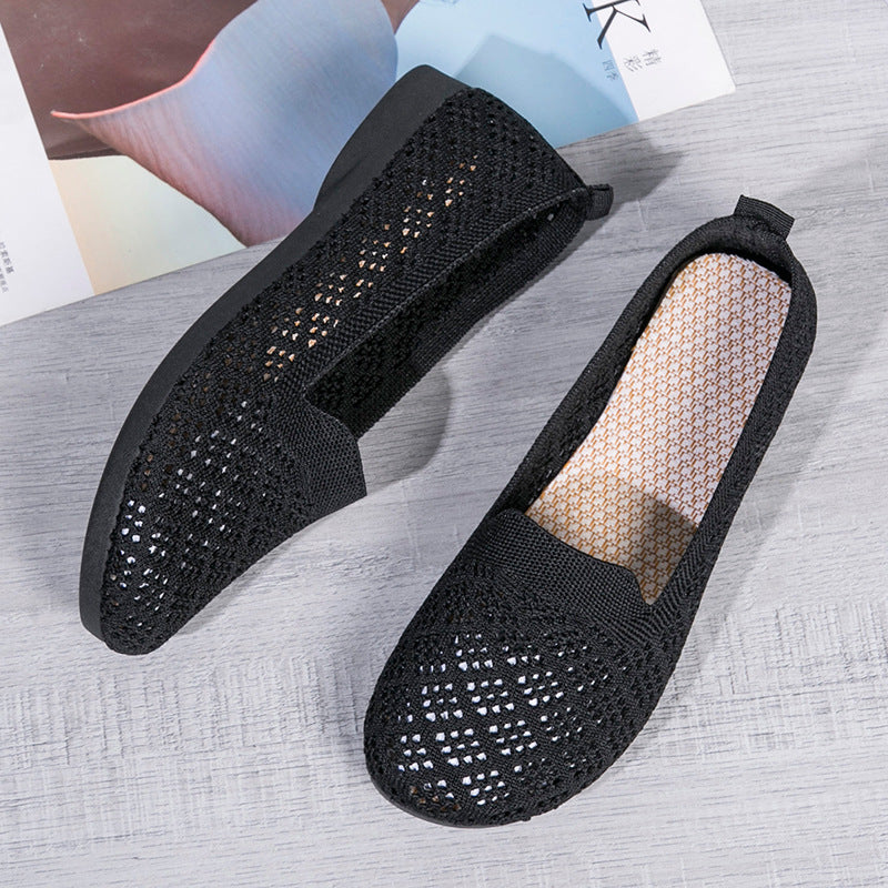 Damen atmungsaktive Slip-On Ballerinas aus luftdurchlässigem Material EB