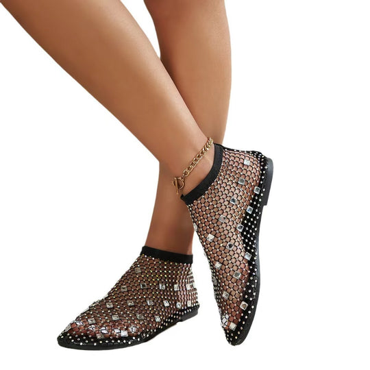 Damen elegante Strass-Ballerinas EB