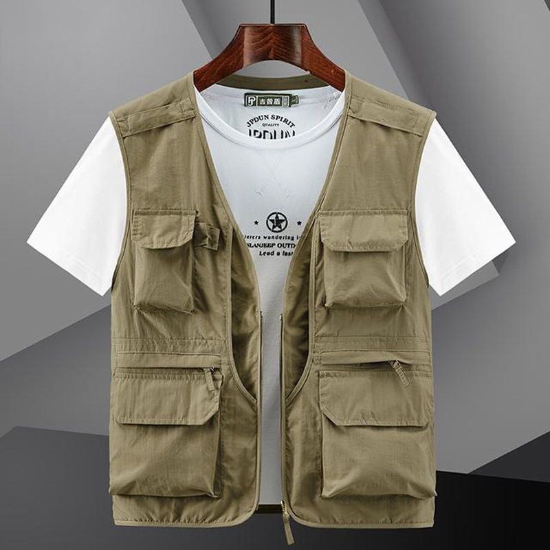 Herren Utility Outdoor-Weste mit Mehrfachtaschen und Frontreißverschluss EB
