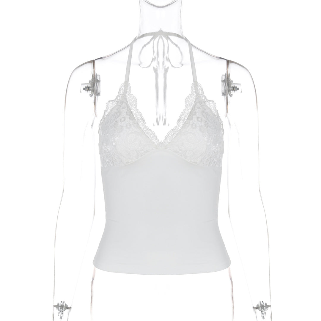 Damen Spitzen-Haltertop mit eleganten Raffungselementen EB