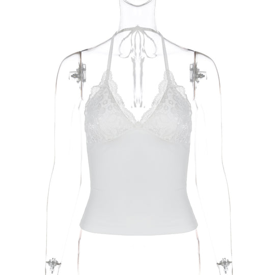 Damen Spitzen-Haltertop mit eleganten Raffungselementen EB