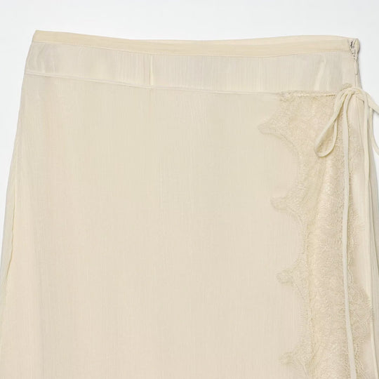 Damen Midi-Rock mit zarter Spitze und asymmetrischem Saum EB