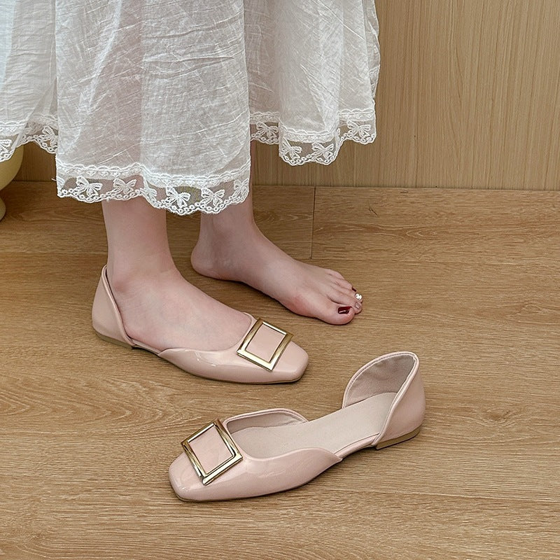Damen elegante Slip-On Ballerinas mit goldenen Schnallen EB