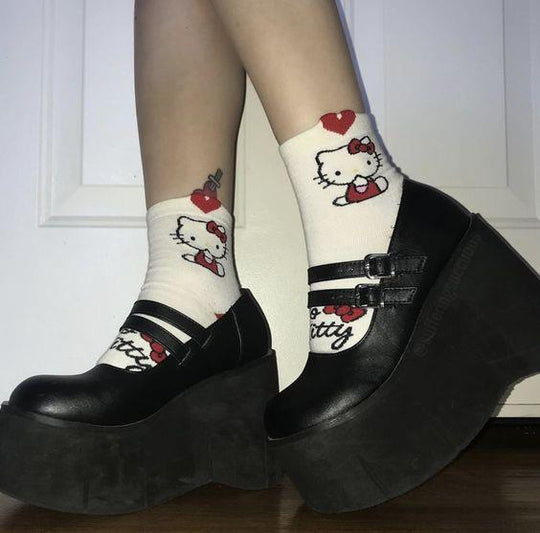 Damen Plateau-Schuhe mit doppeltem Riemen und hohem Absatz EB
