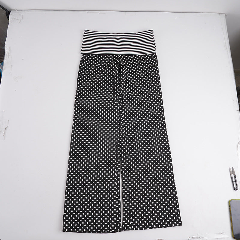 Damen nan weite Marlene-Hose mit hohem Umschlag-Bauchbund und gepunktetem Stretchjersey EB