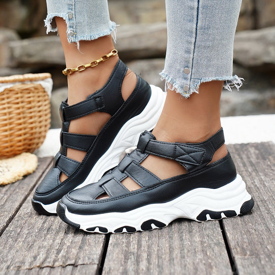 Damen  sportive Plateau-Sandalette im Sneakerstil mit verstellbaren Riemen und dämpfender EVA-Sohle EB