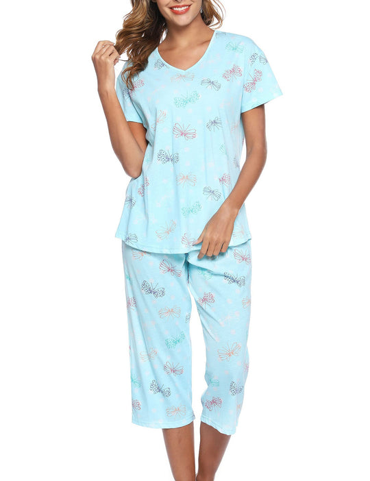 Damen Pyjama-Set mit verspieltem Katzenmotiv EB