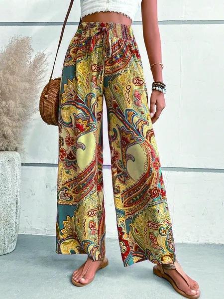 Damen Palazzo-Hose mit weitem Bein und Paisleymuster EB