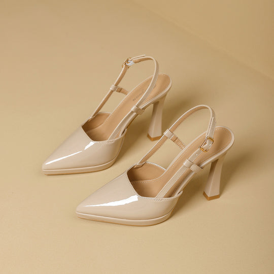 Damen Slingback-Pumps mit glanzvollem Design und elegantem Absatz EB