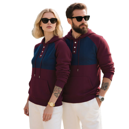 Herren modischer Kapuzenpullover mit strukturiertem Gewebe und praktischen Knopfdetails EB