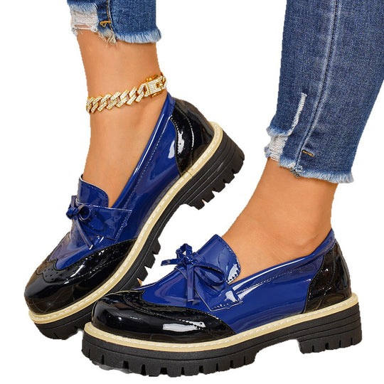 Damen Elegante Schnürschuhe mit hochglänzendem Obermaterial und modischem Kontrast EB