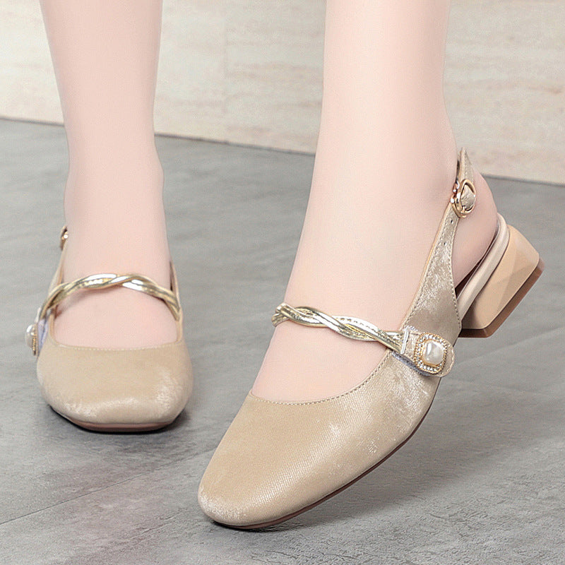 Damen Sling-Schuhe mit modischem Riemendesign und elegantem Blockabsatz EB