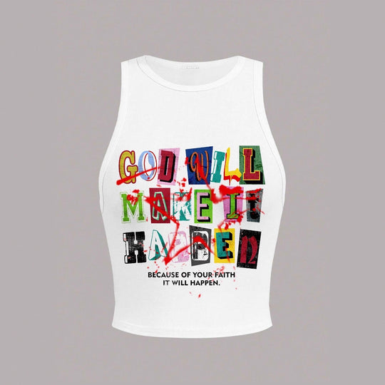 Damen Crop-Top mit kreativem Schriftzug und modernem Grafikdesign EB