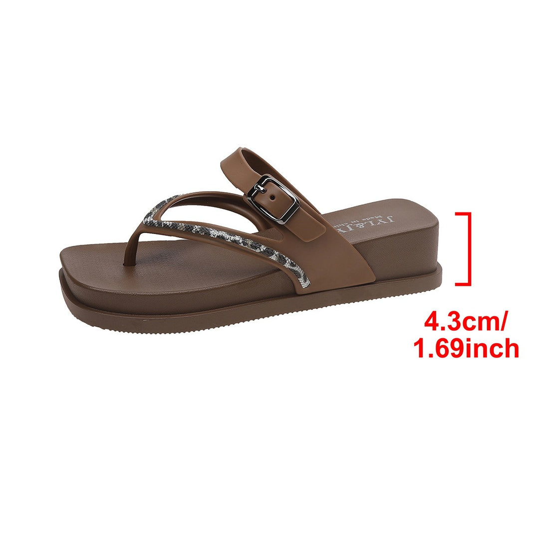 Damen Komfortable Zehentrenner-Sandalen mit glitzernden Verzierungen EB