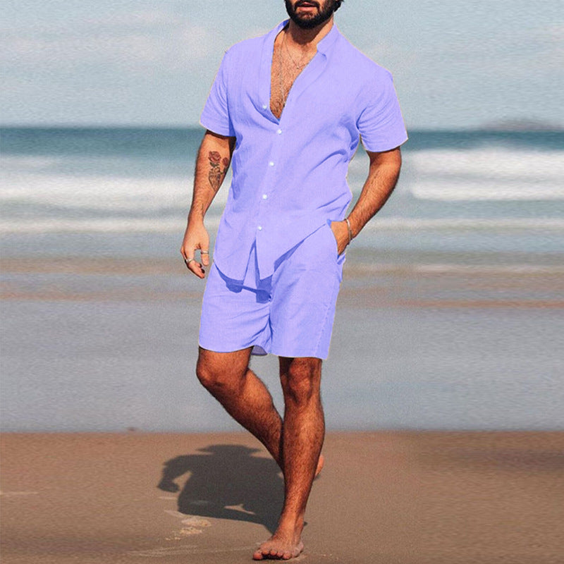 Herren lässiges Kurzarmhemd und Shorts Set EB