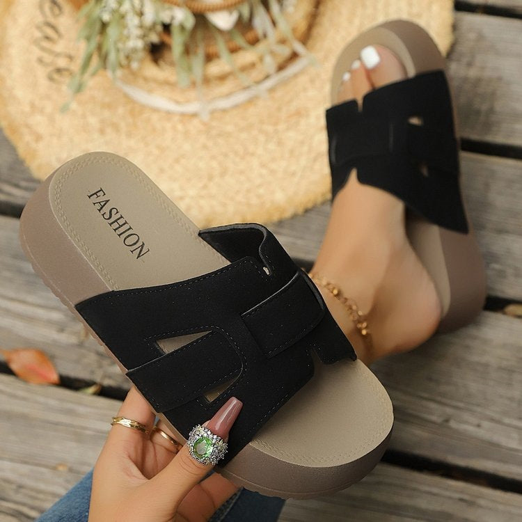 Damen Komfortable Mules mit modischem Riemendesign EB