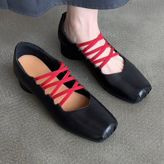 Damen Schuhe mit ausgefallenem Schnürdesign und eleganter Absatzhöhe EB