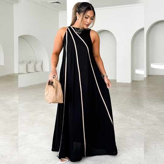 Damen Maxikleid mit elegantem Schnitt und detaillierter Kontrastnaht EB