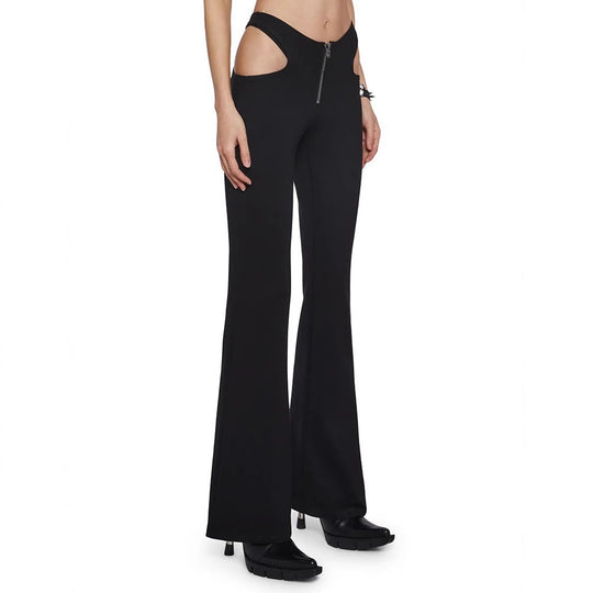 Damen Figurbetonte Schlaghose mit seitlichen Cut-Outs EB