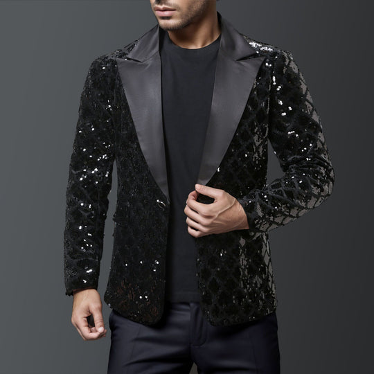 Herren eleganter Pailletten-Blazer mit luxuriösem Design EB