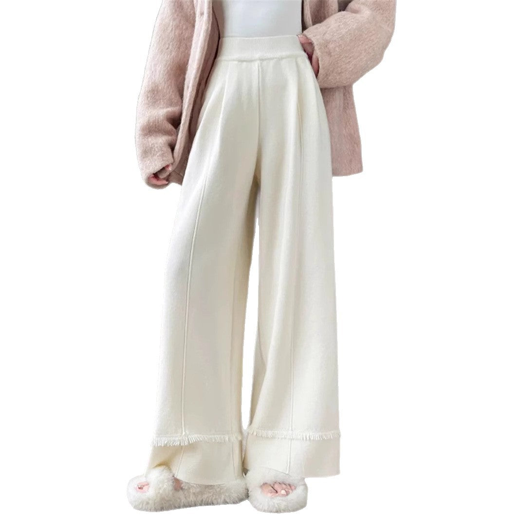 Damen Elegante, weit geschnittene Hose mit Fransen EB