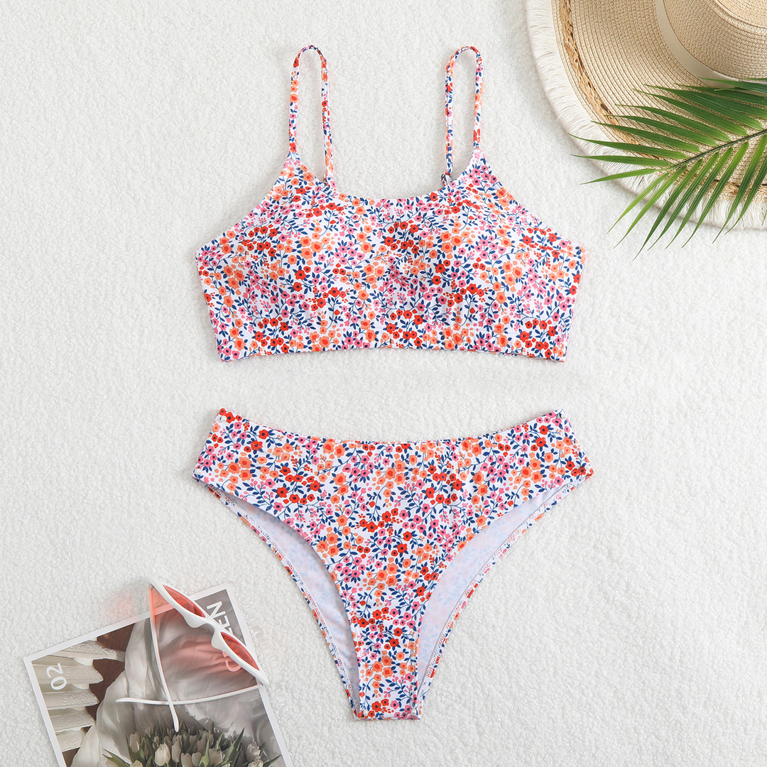 Damen Bikini-Set mit floralen Mustern und hoher Taille EB