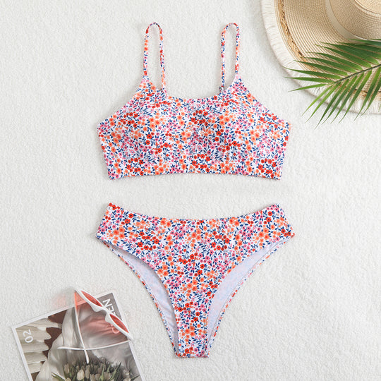 Damen Bikini-Set mit floralen Mustern und hoher Taille EB