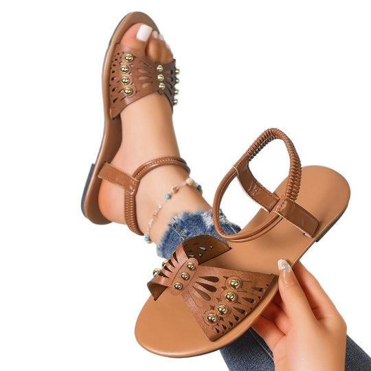 Damen Bequeme Sandalen mit dekorativem Riemendesign EB