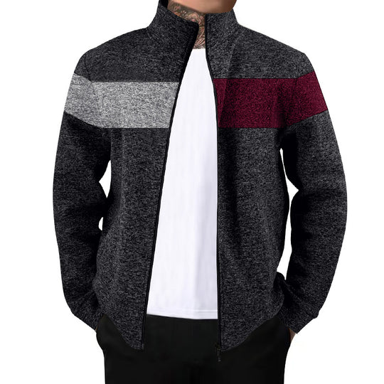 Herren Sportjacke mit kontrastierenden Farben und hohem Stehkragen EB