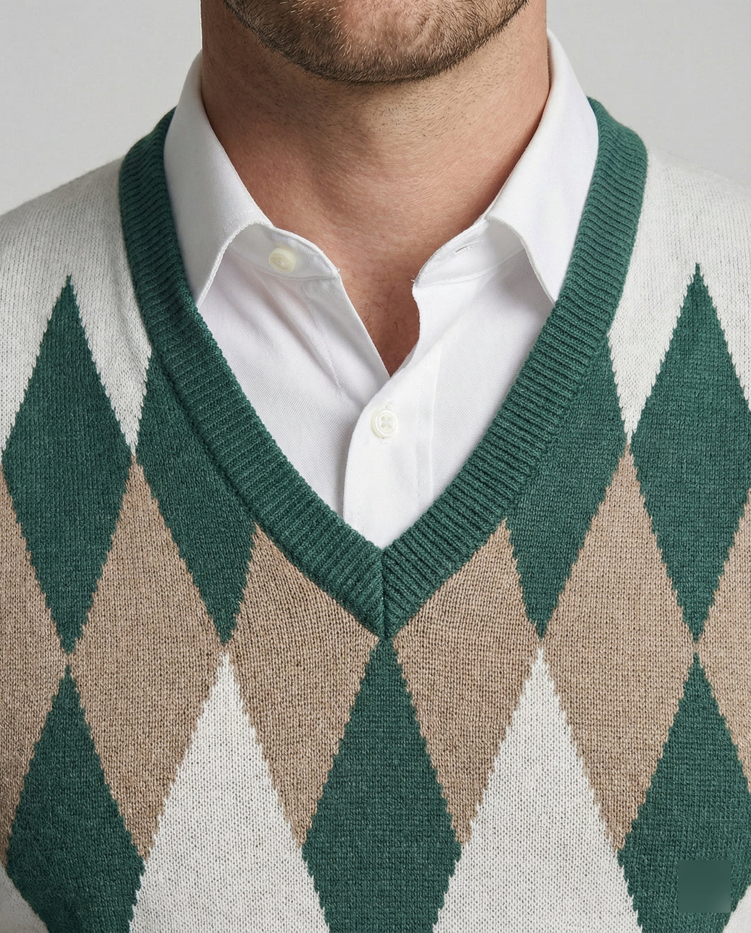 Herren ärmelloser Strickpullover im eleganten Diamantmuster EB