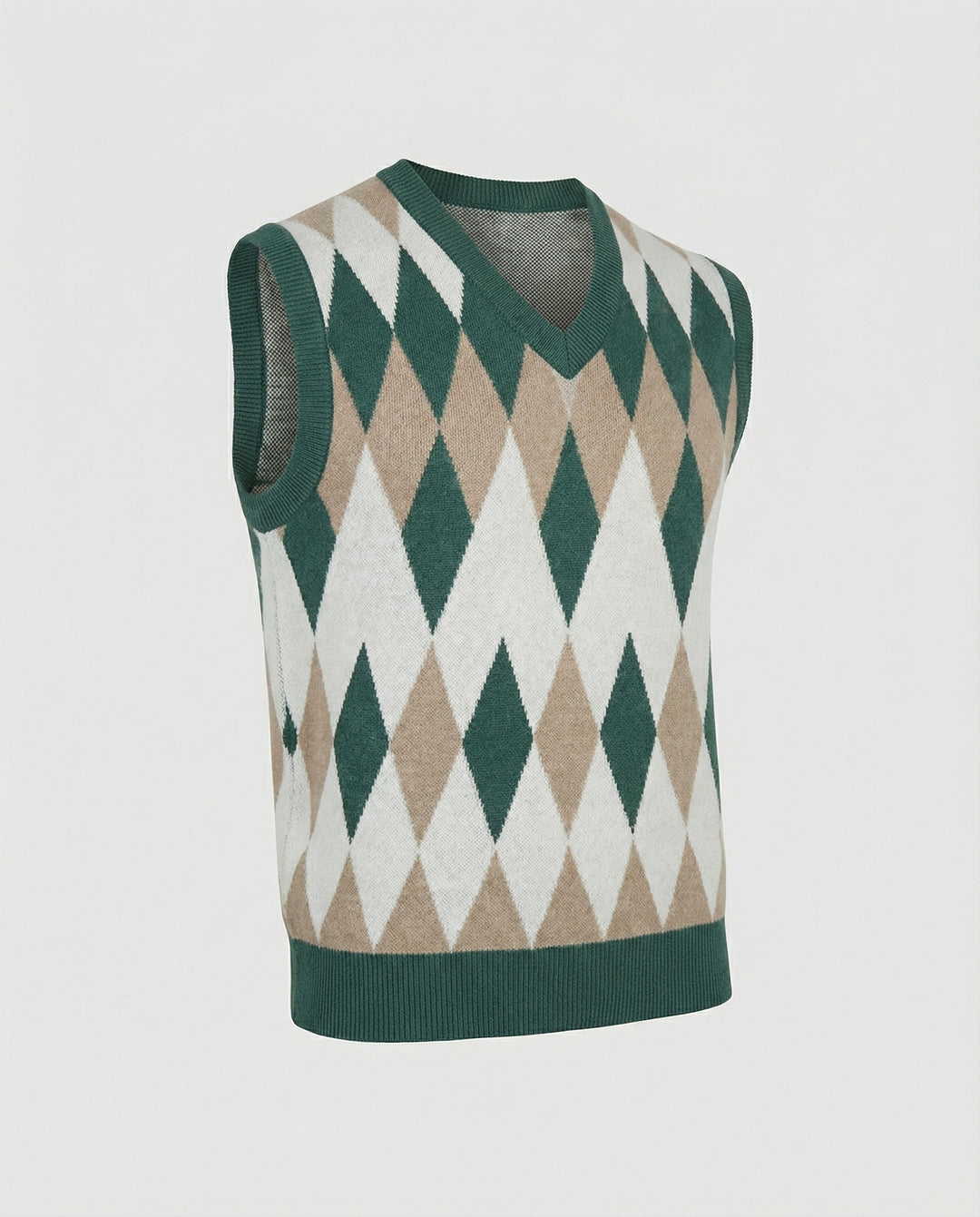 Herren ärmelloser Strickpullover im eleganten Diamantmuster EB