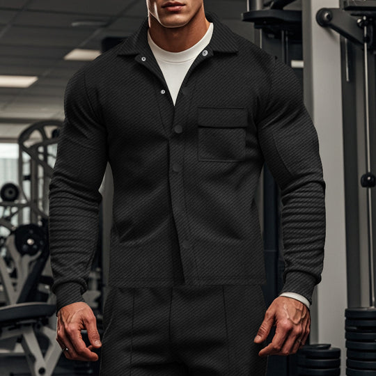 Herren Herrenjacke aus angenehmem Stoff mit modernen Knopfdetails und Brusttasche EB
