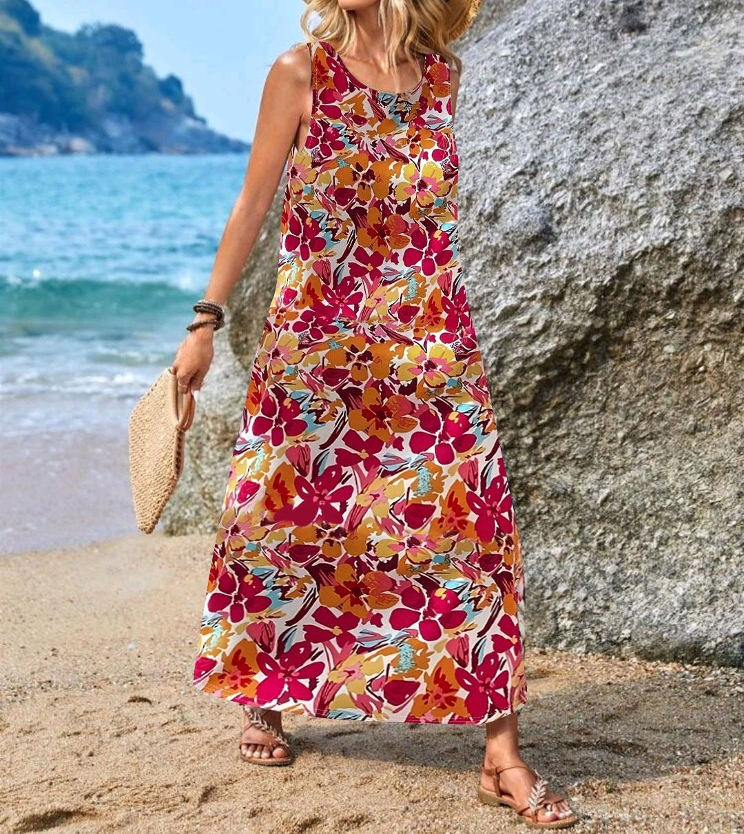 Damen Maxikleid mit einzigartigen Schmetterlingsdruck EB