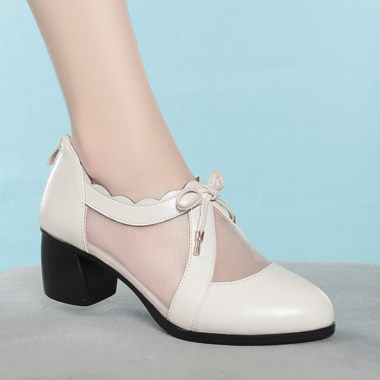 Damen elegante Pumps mit Spitze und atmungsaktivem Netz EB