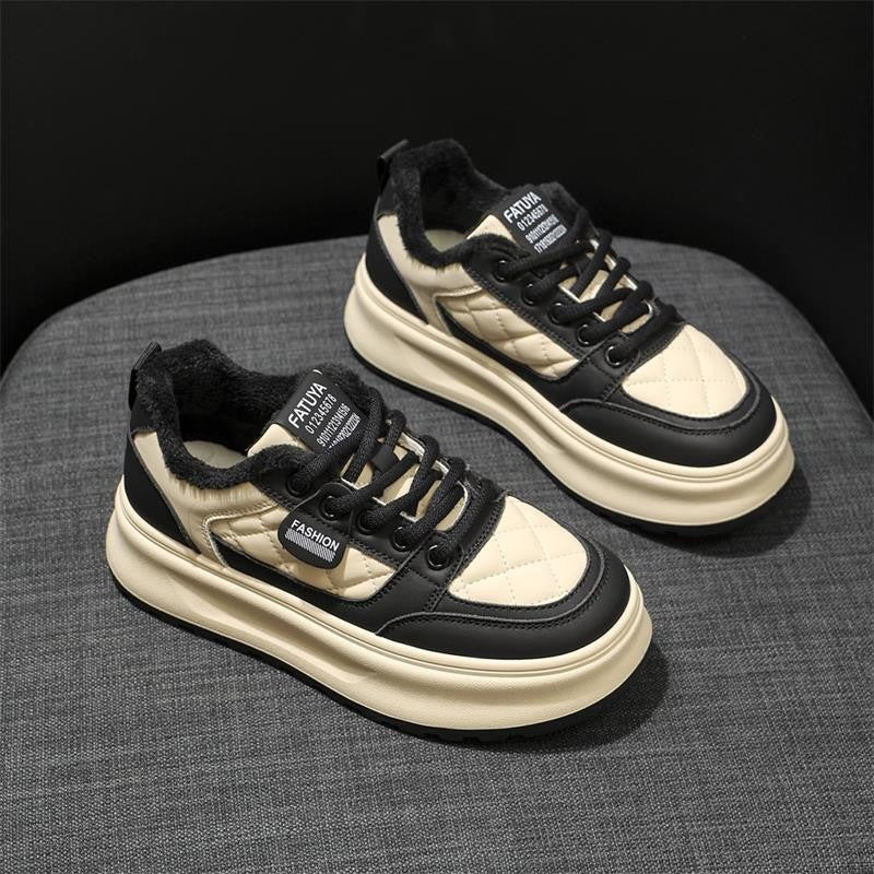 Damen Modische Sneakers mit wärmendem Fleecefutter und rutschfester Sohle EB