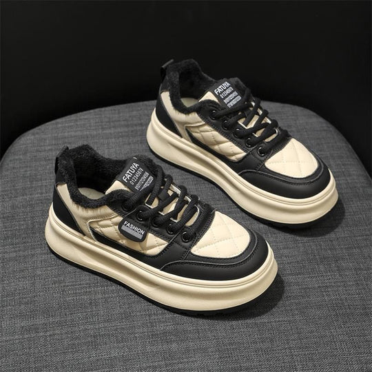 Damen Modische Sneakers mit wärmendem Fleecefutter und rutschfester Sohle EB